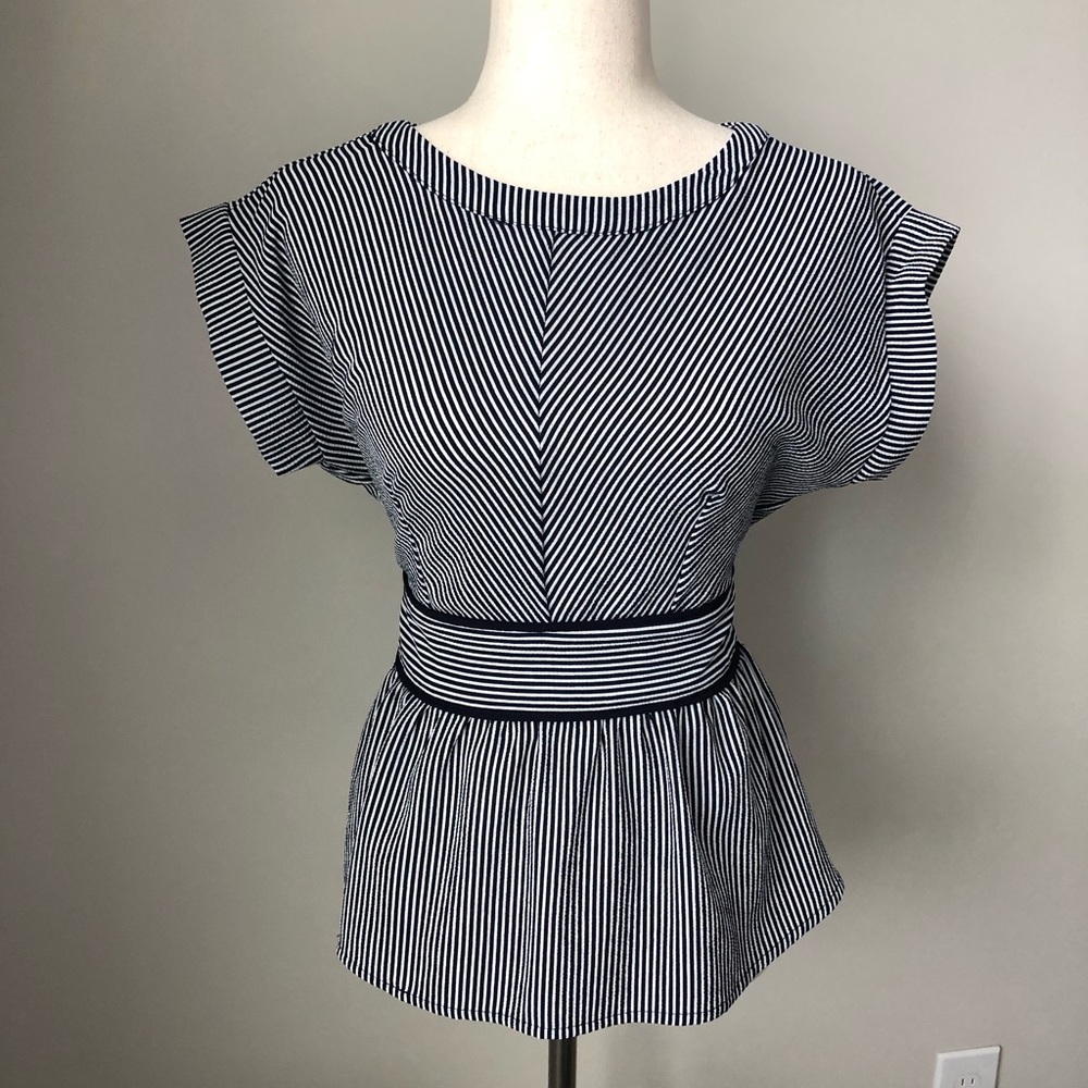 Striped with shirred waist top